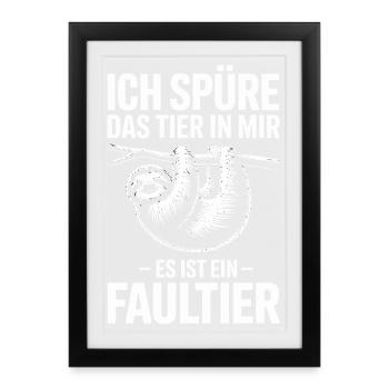 Je sens l’animal en moi, c’est un paresseux - Affiche encadrée (27 × 37 cm) - noir - Devant