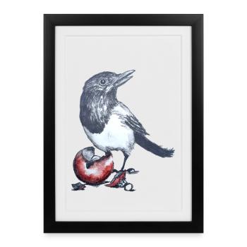 Pie avec ballon de Noël - Affiche encadrée (27 × 37 cm) - noir - Devant