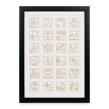 Calendrier de l’Avent : motif géométrique à damier doré - Affiche encadrée (27 × 37 cm) - noir - Devant