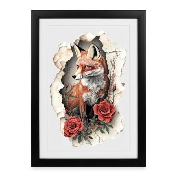 Fox with flowers - Framed poster (27 × 37 cm) - black - Front