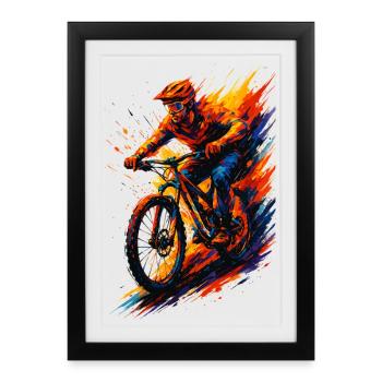 Mountainbiking Mountainbiker MTB cool Geschenk - Gerahmtes Poster (27 × 37 cm) - Schwarz - Vorne