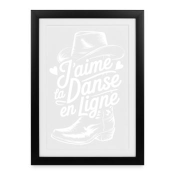 Danse en Ligne Cowboy J'aime - Affiche encadrée (27 × 37 cm) - noir - Devant