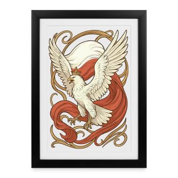 Drapeau de l’aigle polonais, cadeau Art nouveau - Affiche encadrée (27 × 37 cm) - noir - Devant