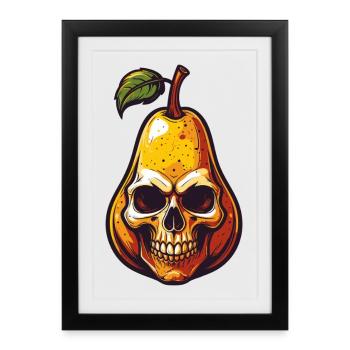 Pears Skull Comic Style - Framed poster (27 × 37 cm) - black - Front