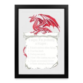 5 Signs I am Probably a Dragon Lover - Framed poster (27 × 37 cm) - black - Front