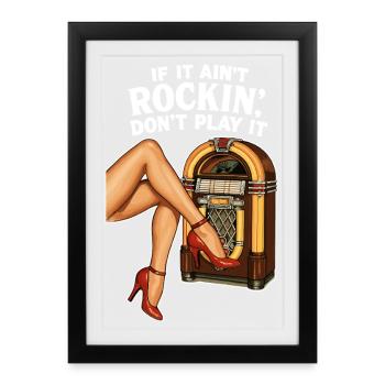Rockabilly 50s Heels Pin Up Legs Jukebox Retro - Framed poster (27 × 37 cm) - black - Front