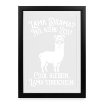 Drama sur les lamas : Pas de temps, reste cool - Affiche encadrée (27 × 37 cm) - noir - Devant