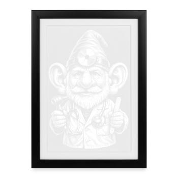 Pouce levé du Docteur Gnome. - Affiche encadrée (27 × 37 cm) - noir - Devant