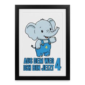 Éléphant du 4e anniversaire - Affiche encadrée (27 × 37 cm) - noir - Devant