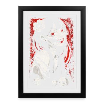 Japanese Horror Anime Girl Creepy Goth - Framed poster (27 × 37 cm) - black - Front