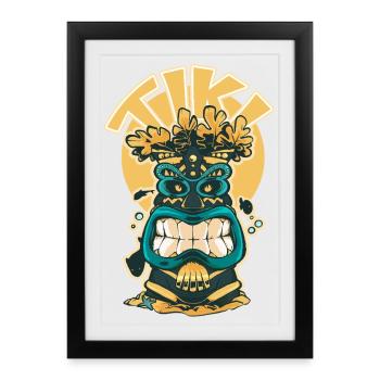 Masque Tiki aquatique - Affiche encadrée (27 × 37 cm) - noir - Devant