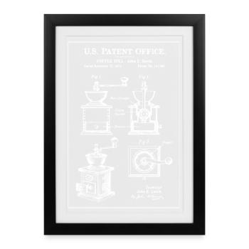 Vintage Coffee Grinder Diagram - Framed poster (27 × 37 cm) - black - Front