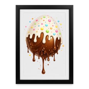 Œuf au chocolat avec glaçage - Affiche encadrée (27 × 37 cm) - noir - Devant