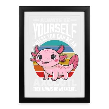 Mignon Axolotl Kawaii Amoureux des Axolotls - Affiche encadrée (27 × 37 cm) - noir - Devant