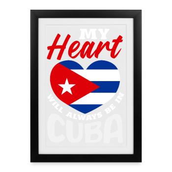 Cuba Pride & Home - Design du drapeau de Cuba - Affiche encadrée (27 × 37 cm) - noir - Devant