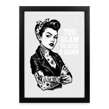 Rockabella Pin-Up: Outlaw Tattoo Girl & Leather Jacket - Framed poster (27 × 37 cm) - black - Front