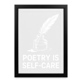 Poetry Self-Care Quill Design - Framed poster (27 × 37 cm) - black - Front