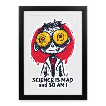 Wide-Eyed Mad Scientist Sticker - Framed poster (27 × 37 cm) - black - Front