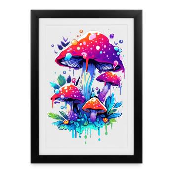 mushroom - Framed poster (27 × 37 cm) - black - Front