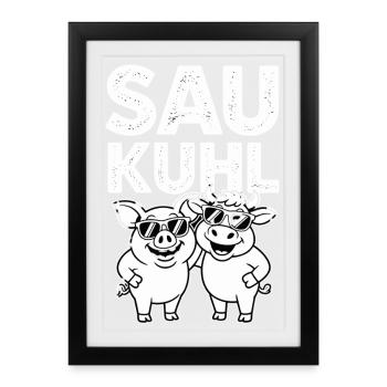 Saukühl Pig Duo - Affiche encadrée (27 × 37 cm) - noir - Devant
