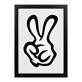 Victory Hand Signals (Left Hand / NEG / 2C) - Framed poster (27 × 37 cm) - black - Front