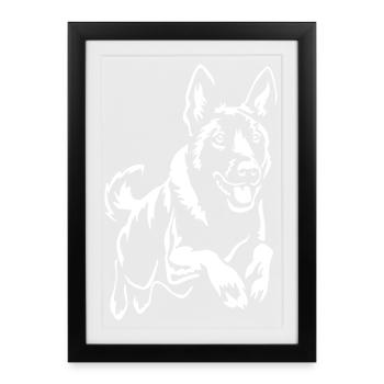 Hollandse Herder "Black Edition" - Gerahmtes Poster (27 × 37 cm) - Schwarz - Vorne