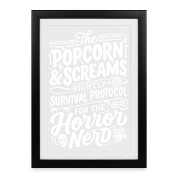 Un nerd d’horreur du protocole de survie nocturne - Affiche encadrée (27 × 37 cm) - noir - Devant