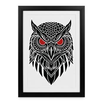 Eagle Owl Red Eye Totem - Framed poster (27 × 37 cm) - black - Front