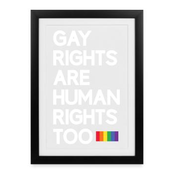 Mois de la Fierté LGBT - Les droits des homosexuels sont aussi des droits humains - Affiche encadrée (27 × 37 cm) - noir - Devant