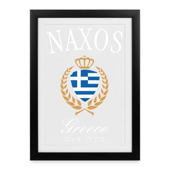 Naxos Greece Coat of Arms Crown – Travel Souvenir - Framed poster (27 × 37 cm) - black - Front
