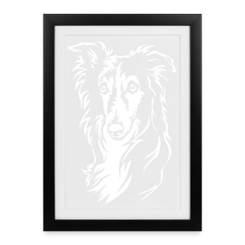 Silken Windhound Head « Édition Noire » - Affiche encadrée (27 × 37 cm) - noir - Devant
