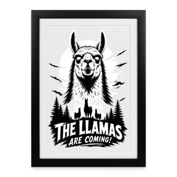 Llama Night Of The Spit Horror - Framed poster (27 × 37 cm) - black - Front