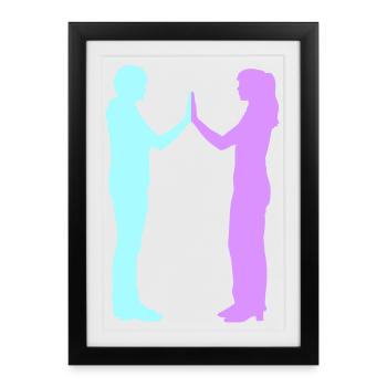 People Group Silhouette Friends Team Together - Framed poster (27 × 37 cm) - black - Front
