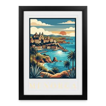 Menorca Cliffside Coast Poster Spain Travel Poster - Framed poster (27 × 37 cm) - black - Front