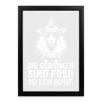 Punk Schaf Gedanken Freiheit Motiv - Gerahmtes Poster (27 × 37 cm) - Schwarz - Vorne