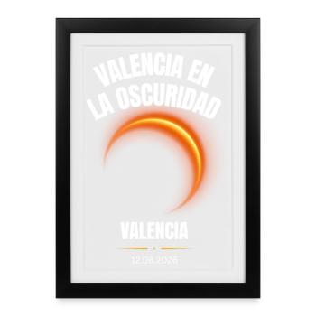 Valencia Sonnenfinsternis 2026 Totale Eklipse Span - Gerahmtes Poster (27 × 37 cm) - Schwarz - Vorne
