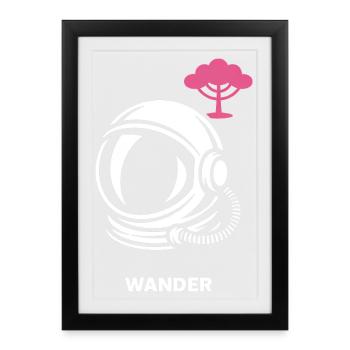 Astronaut Helmet Pink Tree Wandering Saying Space - Framed poster (27 × 37 cm) - black - Front