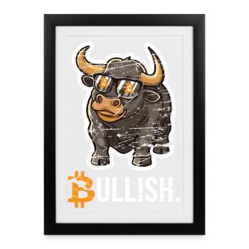 Bitcoin Bull Bullish - Framed poster (27 × 37 cm) - black - Front