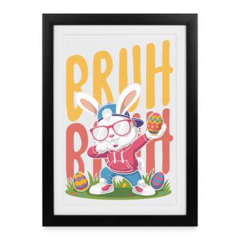 Joyeuse Pâques, douce chasse aux œufs du lapin, œufs de Pâques - Affiche encadrée (27 × 37 cm) - noir - Devant