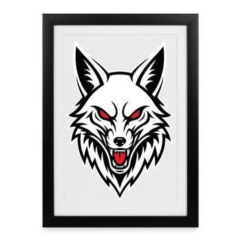 Renard Sauvage Mascotte Logo Sport Gaming Cadeau - Affiche encadrée (27 × 37 cm) - noir - Devant