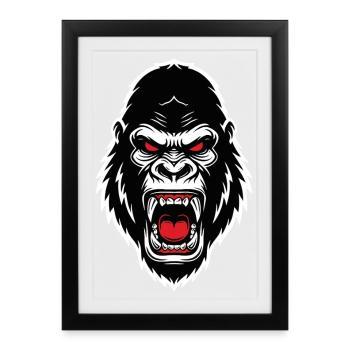 Gorilla Monkey Kong Mascot Logo Sport Gaming - Framed poster (27 × 37 cm) - black - Front