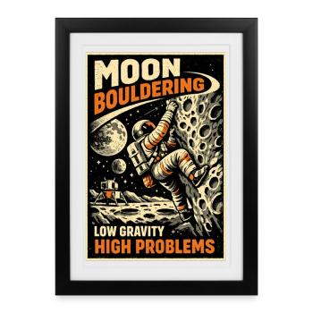 Bloc lunaire : Chemise vintage d’escalade d’astronaute - Affiche encadrée (27 × 37 cm) - noir - Devant