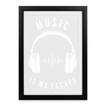 Music is my escape - Framed poster (27 × 37 cm) - black - Front