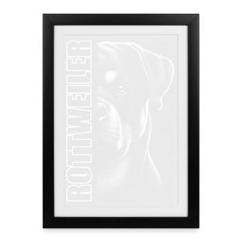 Portrait de rottweiler avec lettrage - Affiche encadrée (27 × 37 cm) - noir - Devant