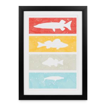 Angler Vintage - Affiche encadrée (27 × 37 cm) - noir - Devant