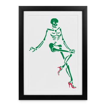 Pin up squelette avec des talons hauts 2 - Affiche encadrée (27 × 37 cm) - noir - Devant