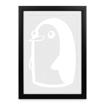 Caricature de pingouin - Affiche encadrée (27 × 37 cm) - noir - Devant