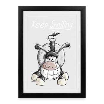 Keep Smiling Donkey - Framed poster (27 × 37 cm) - black - Front