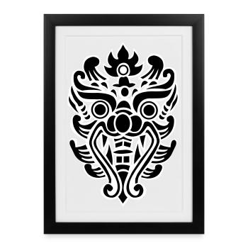 Thai Dragon head Tribal Mask - Framed poster (27 × 37 cm) - black - Front