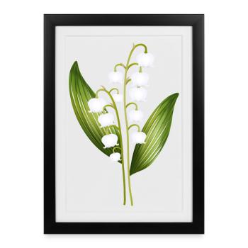 bouquet magique de muguet comme salutation printanière - Affiche encadrée (27 × 37 cm) - noir - Devant